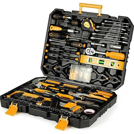 Werkzeugkoffer 198tlg Steckschlüsselsatz Schraubenzieher Gelb+schwarz (1/5)