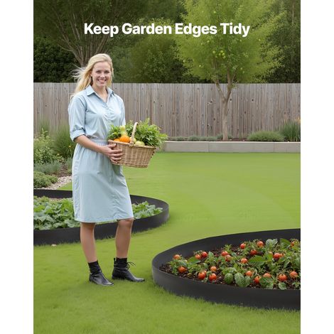Bordure de Jardin en Plastique, 10 m x 10 cm, Bordure Paysagère avec 30 Piquets, Sans Creuser, Flexible, Résistante aux UV, Rouleau… (1/5)
