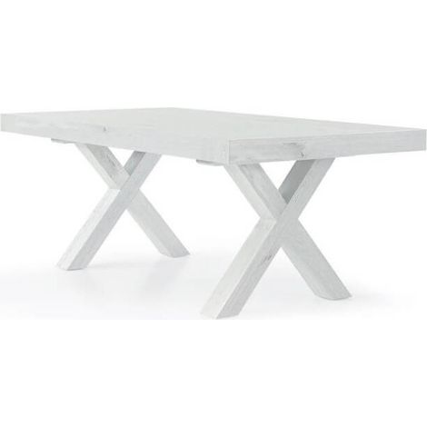 Tavolo con gambe incrociate ad X Bianco Consumato Dimensione Tavoli: 180 x 100 + 2 allunghe 50 cm