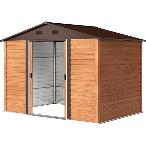 Outsunny Casetta da Giardino in Acciaio con 2 Porte Scorrevoli 278x195x215cm (1/5)