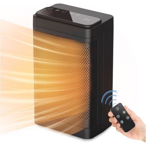Aérotherme 1200 W, radiateur PTC avec télécommande, radiateur soufflant oscillant à 60° à économie d'énergie (1/5)