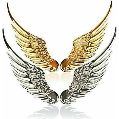 Autocollants de Voiture, 4 Pcs Métal 3D Ailes de Voiture Ailes d'Ange Autocollants de Logo de Voiture Universel, 12.5 × 3.5cm (1/5)
