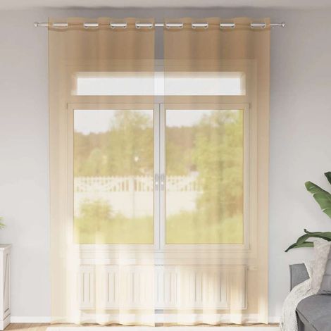 Voile Vorhänge mit Ösen 2 Stk. Sandfarbe