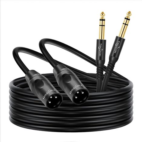 Câble XLR Mâle vers TRS 6,35 mm Lot de 2, Cable XLR Jack Stéréo 6.35 mm 0,3M 2 Pièces (Profesional/Hifi) (1/5)