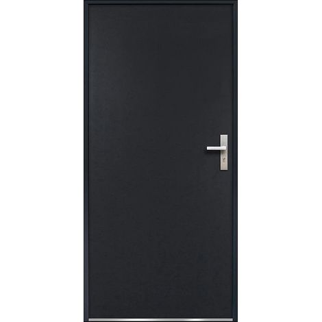 Porte d'entrée en acier pleine H207 x L100 cm anthracite - épaisseur 68 mm - poussant gauche - AGUEDA (1/4)