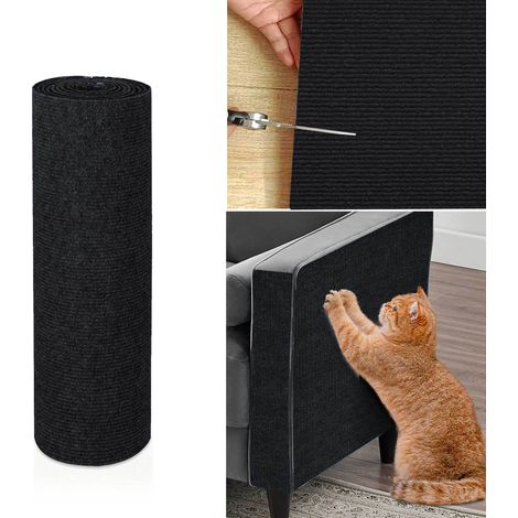 Tappetino tiragraffi per gatti - autoadesivo, tagliabile - per proteggere divani e mobili (40x100cm) - nero - 40100cm