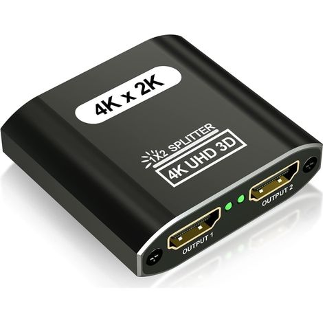 HDMI Splitter 1 entrée 2 Sorties - 4K Répartiteur hdmi 1 Input 2 Output pour Lecteurs DVD Consoles de Jeux appareils de Streaming - Miroir Uniquement ne Pas étendre (1/5)