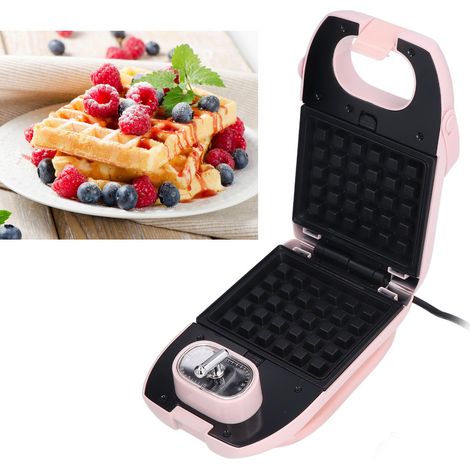 Appareil multifonction pour le petit-déjeuner 650 W, gaufrier double face, appareil à sandwichs, norme britannique 220 V, rose (1/5)