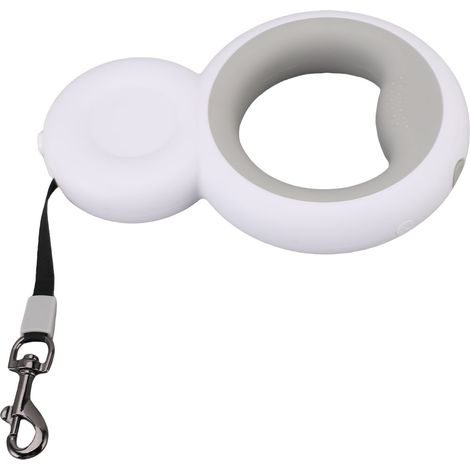 Laisse rétractable chien moyen 3m nylon ABS avec lumière LED et distributeur sacs excréments intégrés pour promenades nocturnes (1/4)