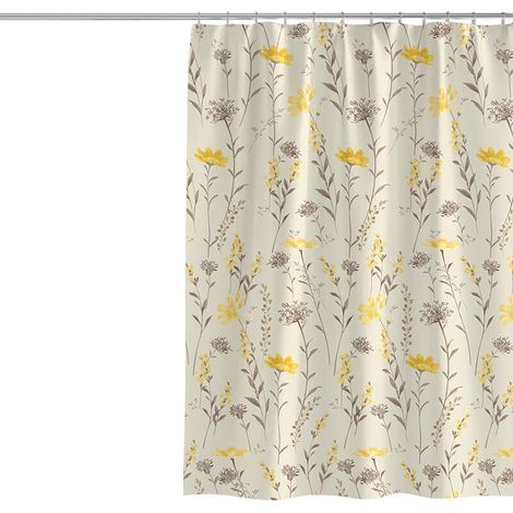 Cortina de ducha de 100 x 200 cm, con estampado de plantas y flores, de tejido de poliéster grueso y resistente al moho, ideal para duchas. - Crezuo (1/4)