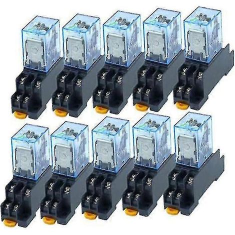 Lot de 10 mini relais électromagnétiques My4nj 14 broches 4DPDT, bobine 5 A, avec embase Pyf14a, 220 V CA (1/5)