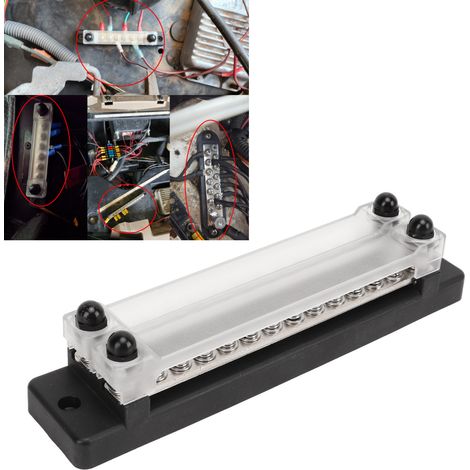 24-Kanal DC 12-48V AC 110-300V 150A Busklemmenverteilerblock, zweireihig mit Abdeckung, geeignet für Wohnmobile und Schiffe, mit Sockel. (1/5)