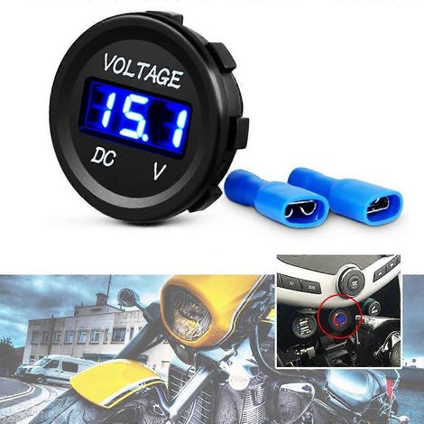 Voltmètre numérique à affichage LED 12 V CC pour bateau, véhicule marin, moto, camion, quad, SSV (bleu) (1/5)