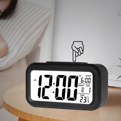 Réveil électronique rechargeable, lumineux et intelligent, avec LED, numérique, idéal pour les étudiants et les enfants. Cadeau innovant pour les étudiants et les enfants. Piles noires, en anglais. (1/5)