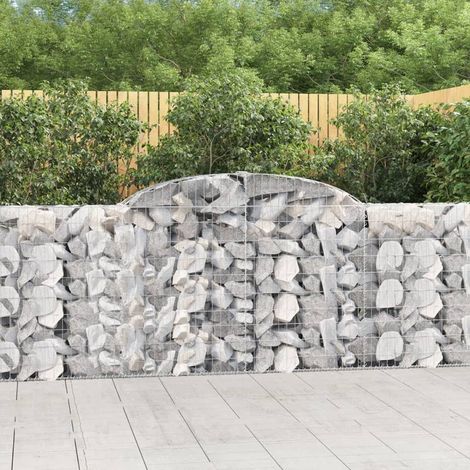 Paniers à gabions arqués 25 pcs  Mur en gabion Clôture de gabion 300x30x100/120 cm fer galvanisé 16942