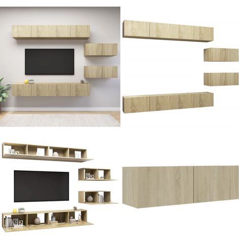Ensemble de meuble TV 6 pcs Chêne sonoma Bois d'ingénierie - Meubles Tv - Meuble Tv Suspendu - Meuble Hifi - Rangement Tv - Salon - Home & Living (1/5)