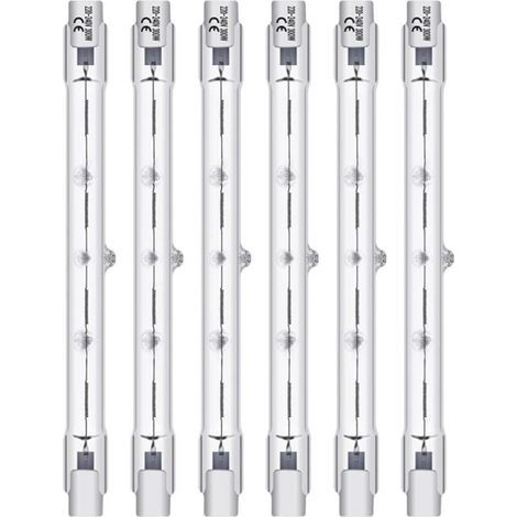 6 packs 300W 118mm R7S Ampoule Halogène Dimmable, 220-240V 4480lm 2800K Blanc Chaud J-type pour éclairage de travail, sécurité, paysage, etc.