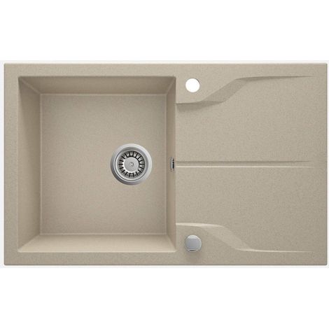 Lavello cucina in granito con 1 vasca e gocciolatoio 78x49 cm sabbia - Nexyo