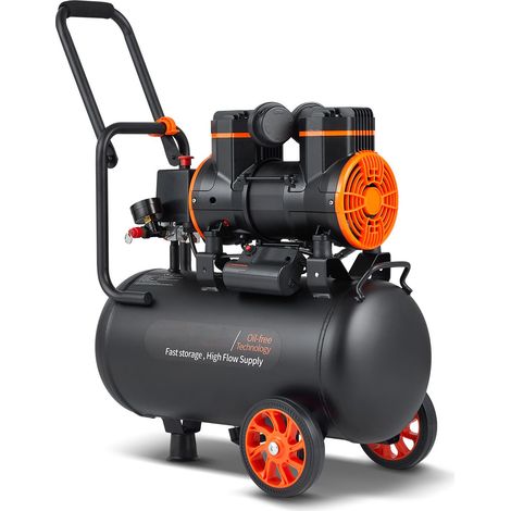 Compresseur d'air silencieux 23,8 L, 1450 W, 3,35 CFM à 90 PSI, 70 dB, sans huile (1/5)
