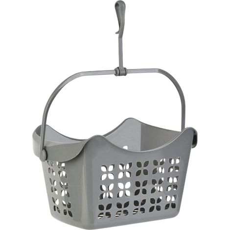 1 panier à pinces à linge avec crochet et poignée de transport - Panier à pinces à suspendre à une corde à linge et à l'étendoir - Panier suspendu en plastique PP - 24 x 14,5 x 13 cm (1/4)