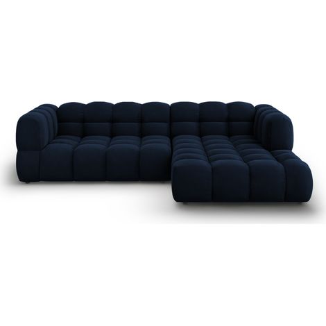 Canapé d'angle droit modulable 4 places en velours bleu roi (1/5)
