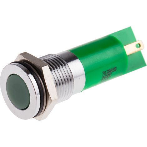 Voyant LED lumineux  Vert RS PRO, dia. 14mm, 24V c.c., IP67 ( Prix pour 1 ) (1/2)