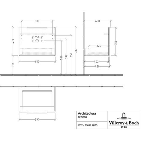 Villeroy & Boch B89000VT WaschbeckenUS Architectura 600x470x