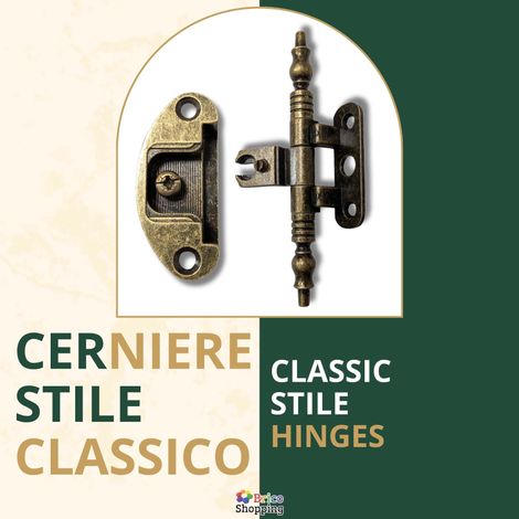 Cerniera Per Armadio Cerniere Mobili Speciale Anticata Stile Arte Povera A114 - Colore: Bronzato (1/5)