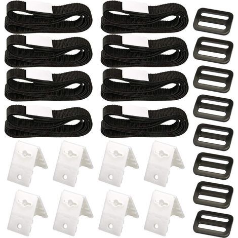 Kit de fijación para cubierta solar de piscina, kit universal de correas para cubierta solar de piscina enterrada que incluye 8 correas de nailon, 8 placas de cordón y 8 hebillas. (1/5)