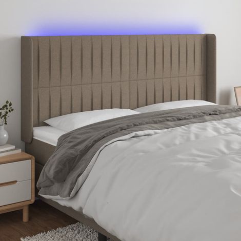 vidaXL Cabecero con LED de tela gris taupe 183x16x118/128 cm (1/5)
