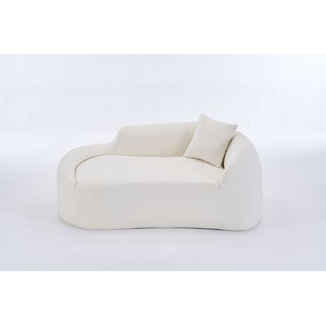 Chaiselongue convertible en tissu crème, silhouette courbée moderne, assise profonde et 1 coussin, sofa 3-en-1 pour salon ou chambre - CHICFURN (1/5)