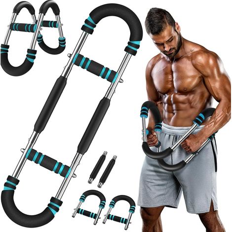 Attrezzo per muscolazione braccia regolabile 30-50 kg in acciaio inox nero OKMYHOME (1/5)