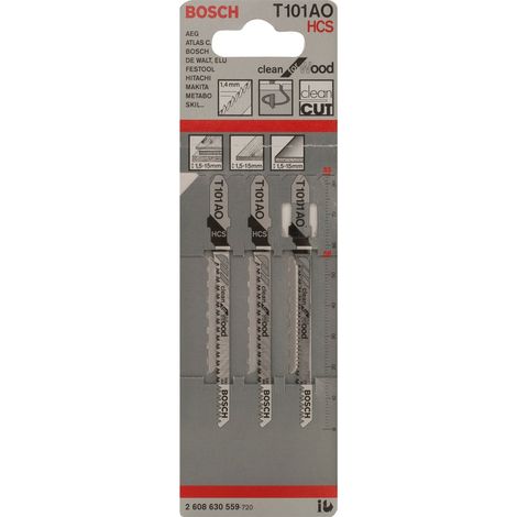 Bosch Professional 3 x Lame per seghetto alternativo T 101 AO Clean for Wood (per Legno tenero, curved cut, accessorio Seghetto alternativo)