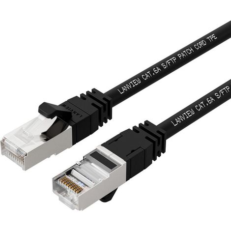 Cable Lanview CAT6A S/FTP de 1,5 m, negro, LSZH, de alta flexibilidad, LV-SFTP6A015B