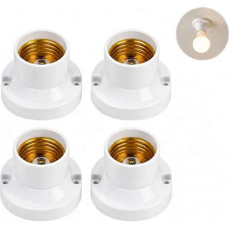 Set of 4 Universal E27 Lamp Sockets for LED Bulbs, Universal Bulb Holder E27 Ceiling Socket with Large Screw Base, Standard Lamp Holder for Home, Office and Studio (1/5)