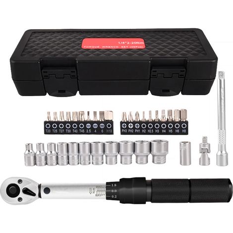 2-20 nm 1/4 combinaison de bit de socket de clé préréglé 35 dans 1 ensembles de ménages kit d'outils de l'utilitaire polyvalent box de bicyclette à main (1/5)