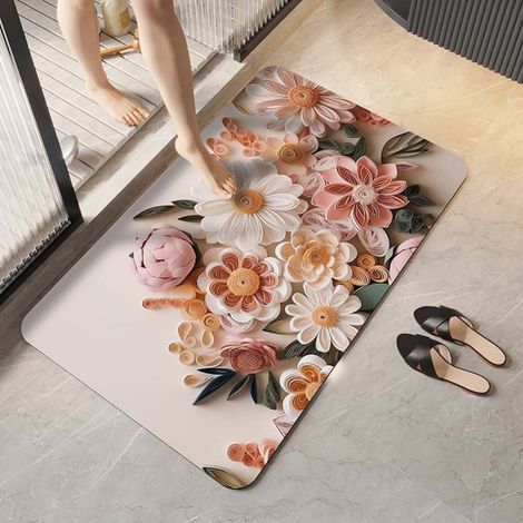 Revêtement mural en terre de diatomées améliorée 4060cm Tapis de sol en terre de diatomées, tapis de salle de bain absorbant et antidérapant, tapis de toilette et de salle de bain pour la maison (1/5)