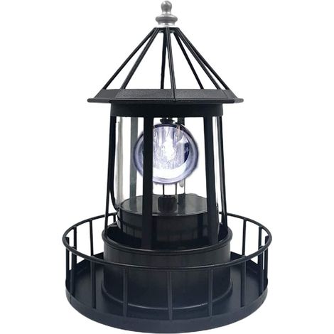 Phare solaire LED, lampe étanche rotative à 360 degrés pour jardins et allées extérieures, statues et éclairages décoratifs. (1/5)