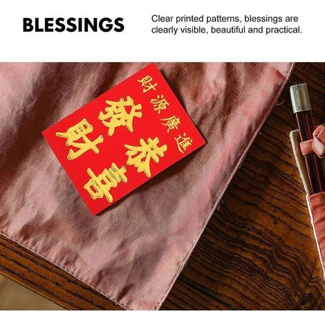 160 traditionelle rote Umschläge zum chinesischen Neujahr, aus Geldpapier, rote Päckchen – 10,00 x 6,50 x 0,02 cm – Rot (1/4)