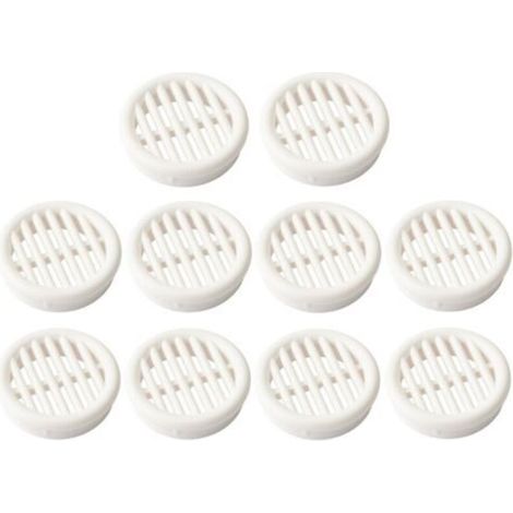 10x Lüftungsgitter rund Kunststoff Einbaudurchmesser 39.5mm Höhe 11mm Schutzabdeckung Decke Wand Tischlerei, weiß