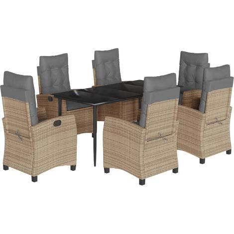 Maison Exclusive - Ensemble à manger de jardin coussins 7 pcs mélange beige rotin (1/5)