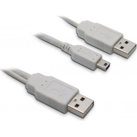 Câble USB A mâle/mini USB 2.0 en Y 1 m - blanc (1/2)