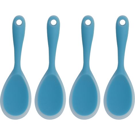 Ensemble de cuillères à riz en silicone, antiadhésives et résistantes à la chaleur, pour le riz, la purée de pommes de terre et plus encore (bleu transparent)