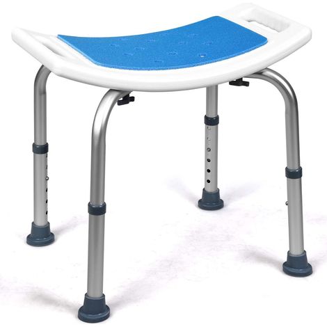 COSTWAY Tabouret de Douche et de Bain, Siege de Douche Doux en EPE, Hauteur Réglable à 6 Gamme, Pieds Antidérapantes, Structure en Métal Antirouille Robuste, Supporte Jusqu'à 150 kg Blanc (1/5)