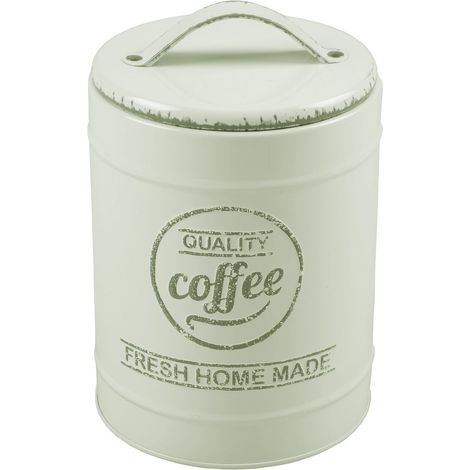 Metall Kaffeedose Vintage Kaffeebehälter Blechdose Vorratsdose Dekodose Teedose - creme