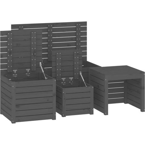Set da giardino 4 pezzi in legno di pino massiccio grigio 020013181