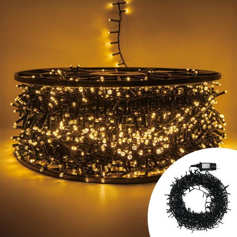 Catena luminosa natalizia con 4000 led luce calda 100mt di catena 36V cavo verde ideale per illuminare a Natale spazi esterno interno albero e balconi con 8 giochi (1/2)
