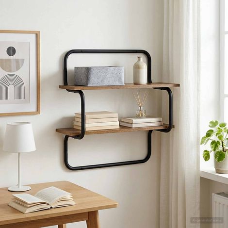 vidaXL Mensola a muro a 2 livelli Rovere Fumo 40 x 24,5 x 61 cm (1/5)