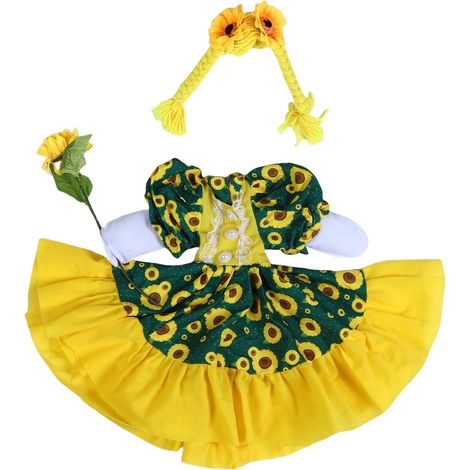 Costume da oca girasole, abito da statua unico e resistente allo sbiadimento, lavabile in lavatrice con parrucca decorativa. (1/5)