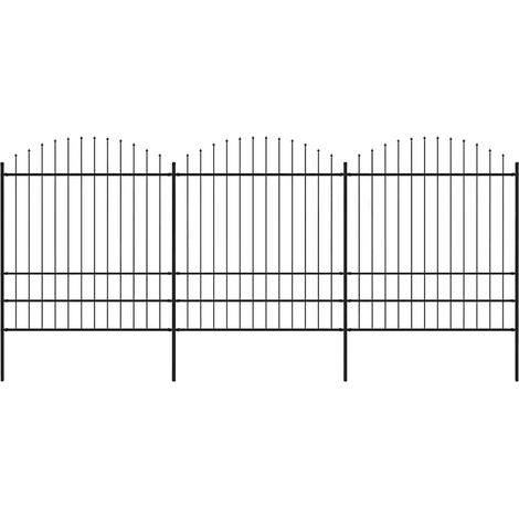 Clôture de jardin avec pointe de lance, acier, 537 x 200 cm, noire